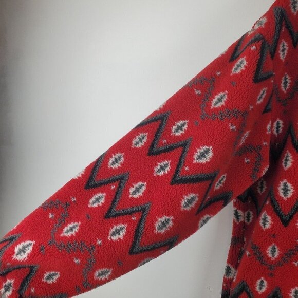 Tsunami 1/2 Zip Fleece Pullover Shirt Men Medium Red Black Aztec Chevron Outdoor - Picture 13 of 16